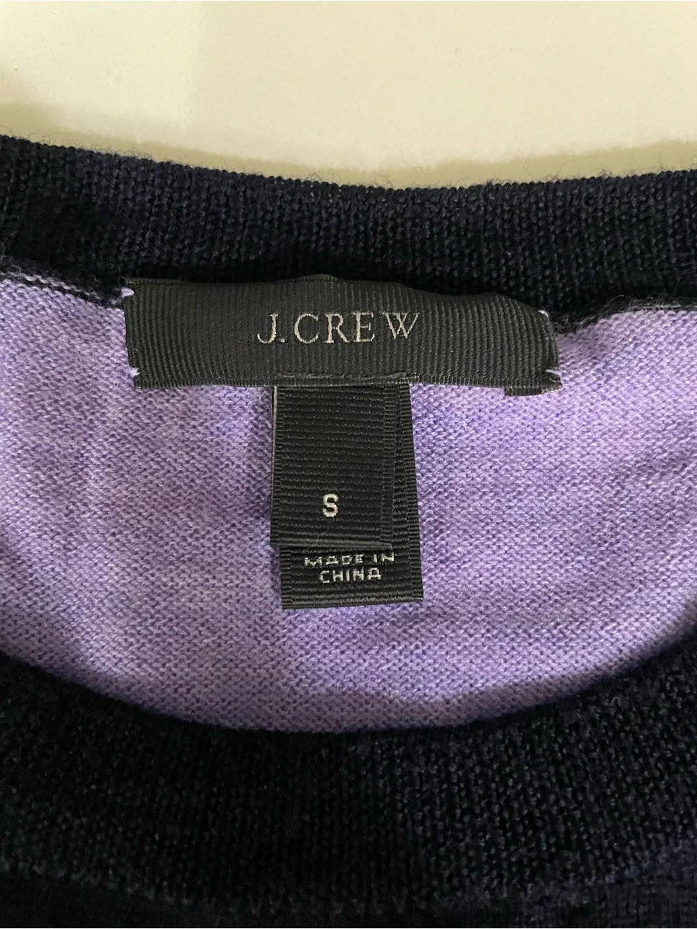 J.Crew Oversized Colorblock Striped Merino Wool Sweater S Lavender Pink Navy